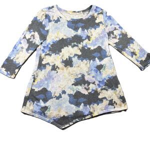 Soft Surroundings Asymmetrical Hem Lightweight Sweater Watercolor Small F151